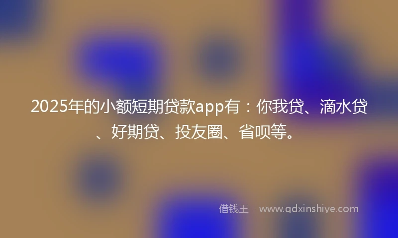 2025年的小额短期贷款app有：你我贷、滴水贷、好期贷、投友圈、省呗等。