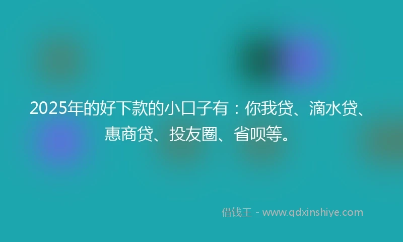 2025年的好下款的小口子有：你我贷、滴水贷、惠商贷、投友圈、省呗等。