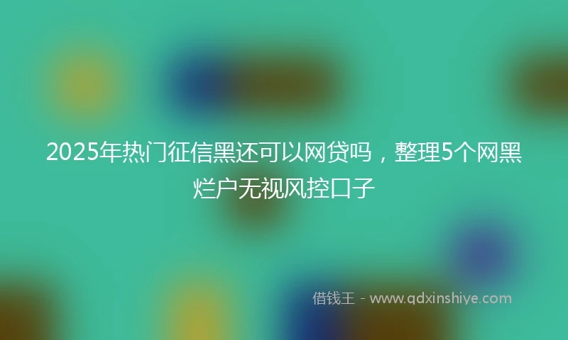 2025年热门征信黑还可以网贷吗，整理5个网黑烂户无视风控口子