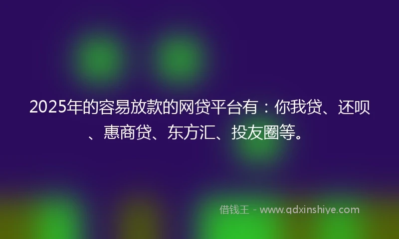 2025年的容易放款的网贷平台有：你我贷、还呗、惠商贷、东方汇、投友圈等。