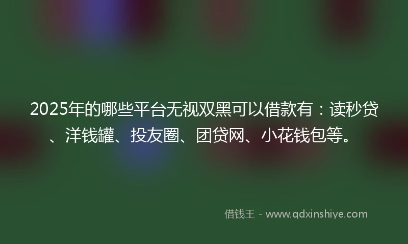 2025年的哪些平台无视双黑可以借款有：读秒贷、洋钱罐、投友圈、团贷网、小花钱包等。