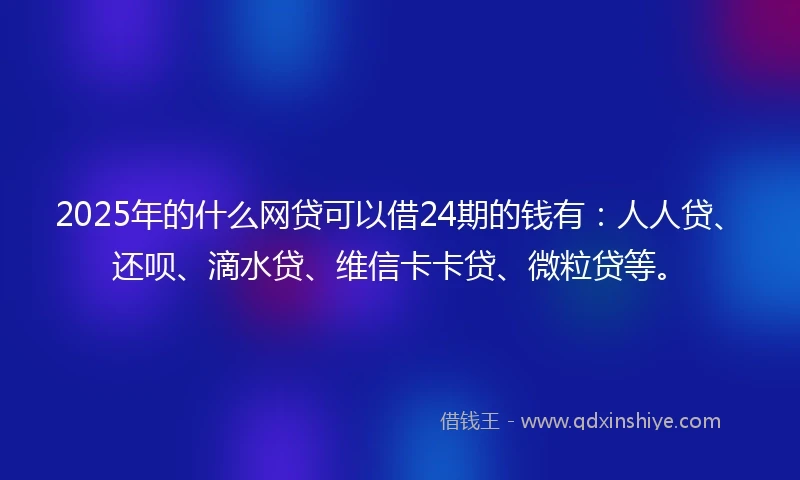 2025年的什么网贷可以借24期的钱有：人人贷、还呗、滴水贷、维信卡卡贷、微粒贷等。