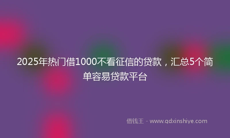 2025年热门借1000不看征信的贷款，汇总5个简单容易贷款平台