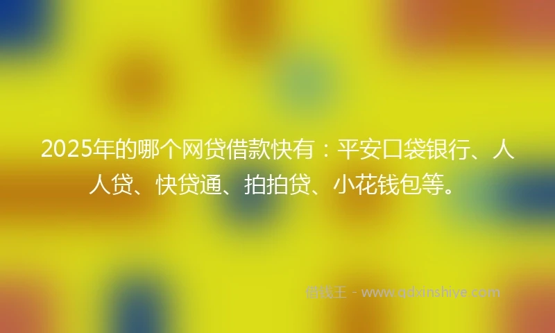 2025年的哪个网贷借款快有:平安口袋银行、人人贷、快贷通、拍拍贷、小花钱包等。