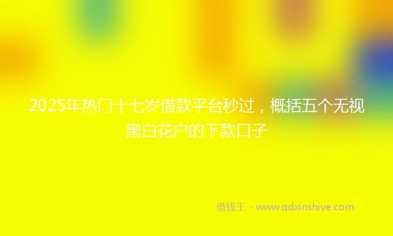 2025年热门十七岁借款平台秒过，概括五个无视黑白花户的下款口子