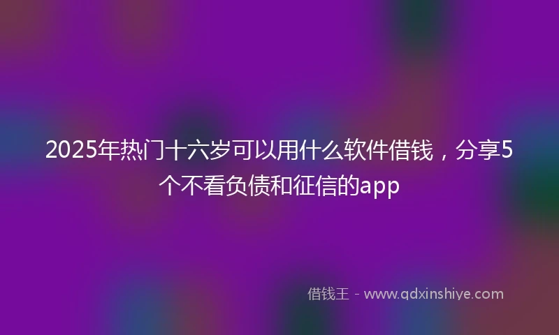 2025年热门十六岁可以用什么软件借钱，分享5个不看负债和征信的app