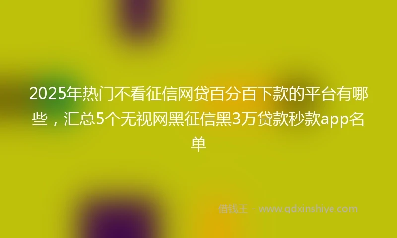 2025年热门不看征信网贷百分百下款的平台有哪些，汇总5个无视网黑征信黑3万贷款秒款app名单