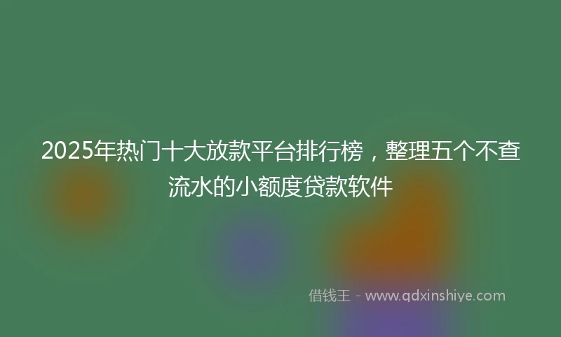 2025年热门十大放款平台排行榜，整理五个不查流水的小额度贷款软件