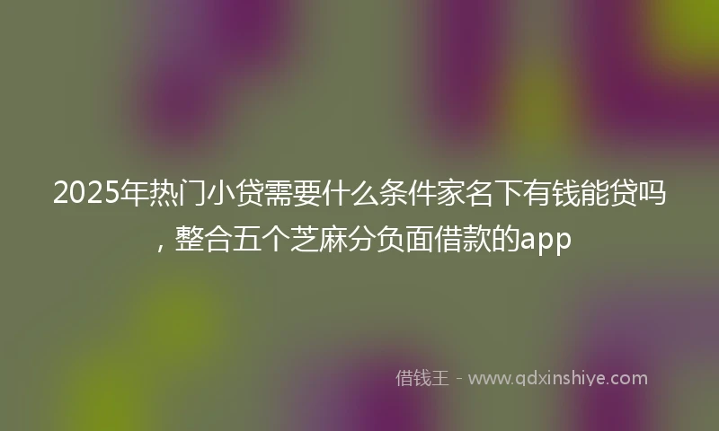 2025年热门小贷需要什么条件家名下有钱能贷吗，整合五个芝麻分负面借款的app