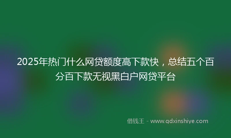 2025年热门什么网贷额度高下款快，总结五个百分百下款无视黑白户网贷平台