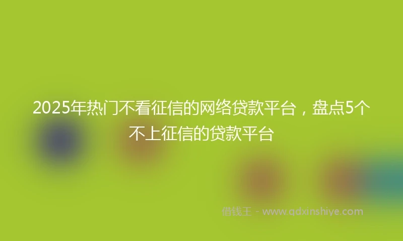 2025年热门不看征信的网络贷款平台，盘点5个不上征信的贷款平台