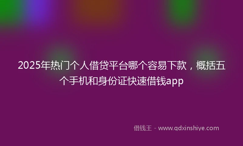 2025年热门个人借贷平台哪个容易下款，概括五个手机和身份证快速借钱app