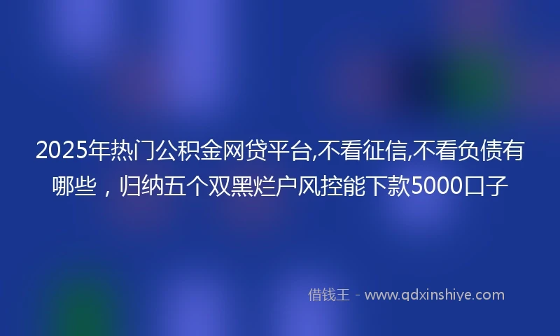 2025年热门公积金网贷平台,不看征信,不看负债有哪些，归纳五个双黑烂户风控能下款5000口子