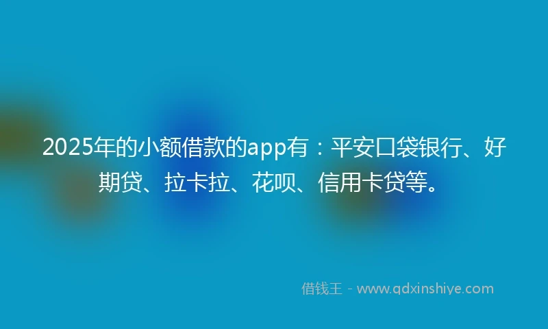 2025年的小额借款的app有：平安口袋银行、好期贷、拉卡拉、花呗、信用卡贷等。