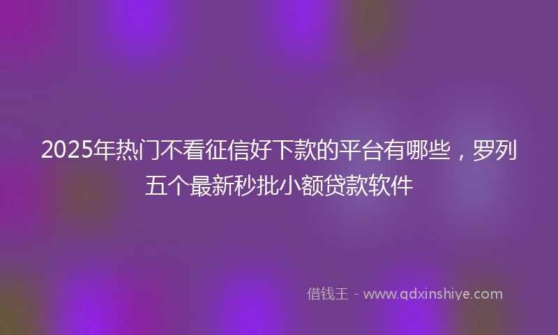 2025年热门不看征信好下款的平台有哪些，罗列五个最新秒批小额贷款软件