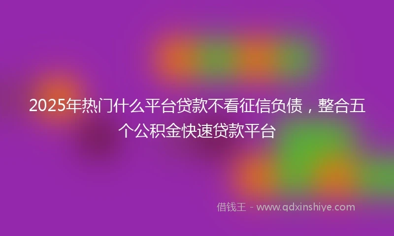 2025年热门什么平台贷款不看征信负债，整合五个公积金快速贷款平台
