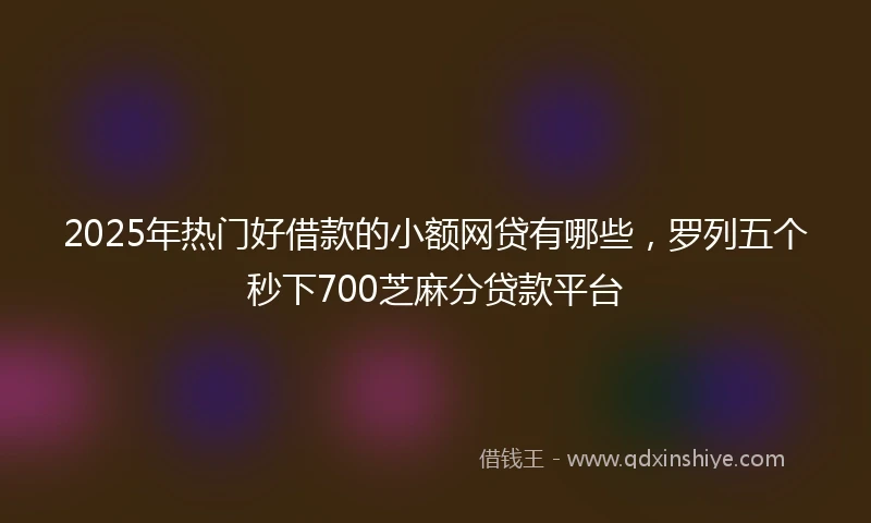 2025年热门好借款的小额网贷有哪些，罗列五个秒下700芝麻分贷款平台