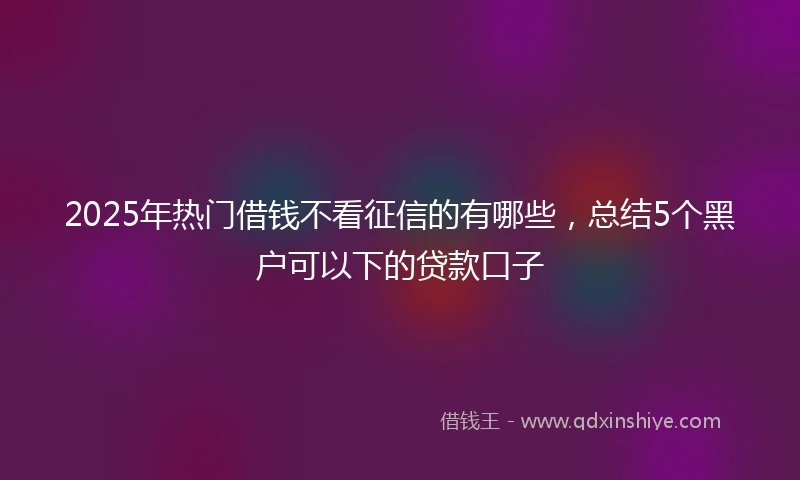 2025年热门借钱不看征信的有哪些，总结5个黑户可以下的贷款口子