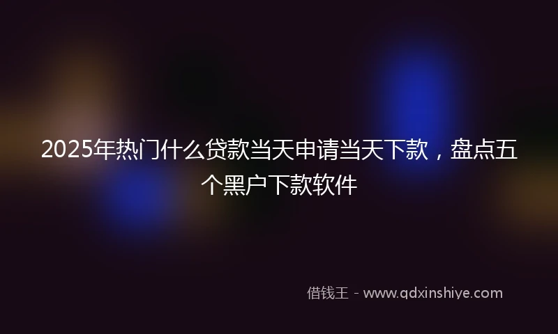 2025年热门什么贷款当天申请当天下款，盘点五个黑户下款软件