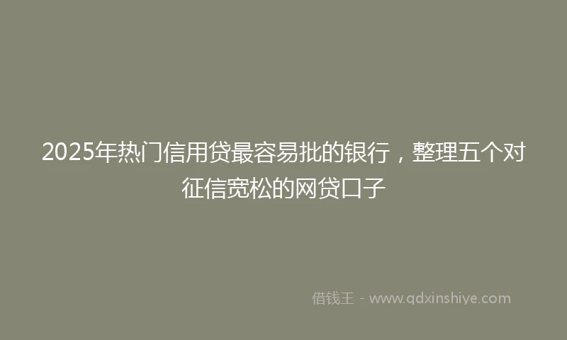 2025年热门信用贷最容易批的银行，整理五个对征信宽松的网贷口子