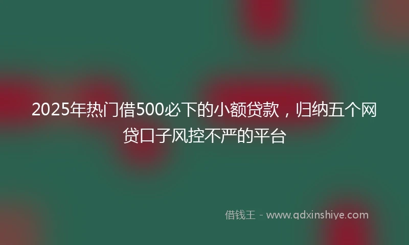 2025年热门借500必下的小额贷款，归纳五个网贷口子风控不严的平台