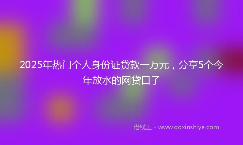 2025年热门个人身份证贷款一万元，分享5个今年放水的网贷口子