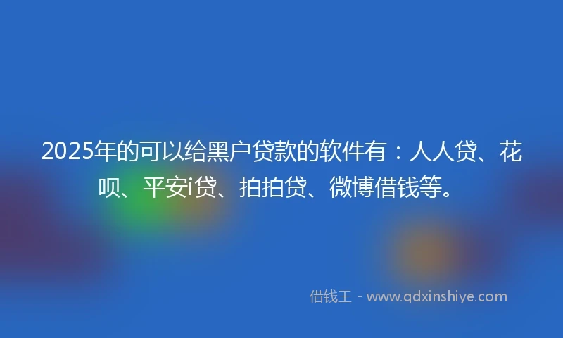 2025年的可以给黑户贷款的软件有：人人贷、花呗、平安i贷、拍拍贷、微博借钱等。