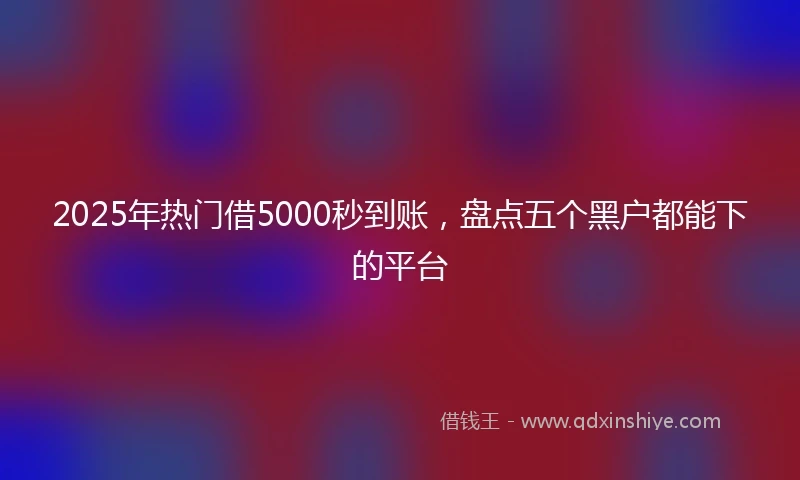 2025年热门借5000秒到账，盘点五个黑户都能下的平台