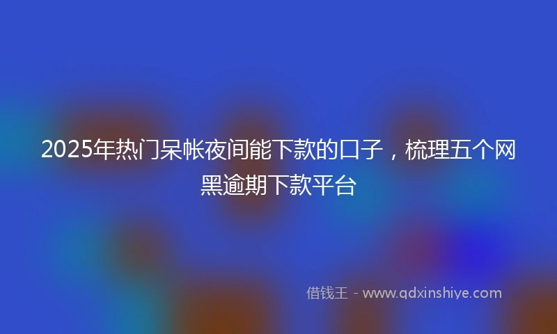 2025年热门呆帐夜间能下款的口子，梳理五个网黑逾期下款平台