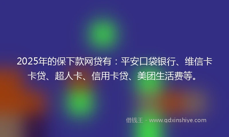 2025年的保下款网贷有：平安口袋银行、维信卡卡贷、超人卡、信用卡贷、美团生活费等。