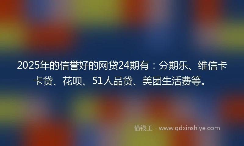 2025年的信誉好的网贷24期有：分期乐、维信卡卡贷、花呗、51人品贷、美团生活费等。