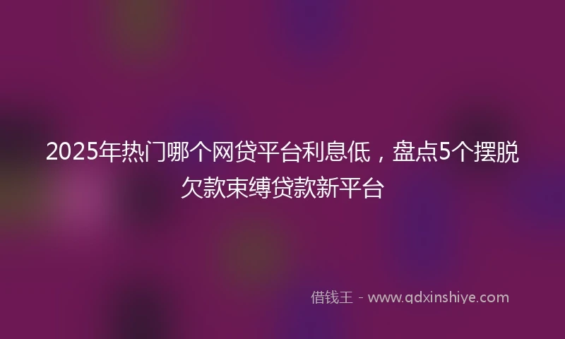 2025年热门哪个网贷平台利息低，盘点5个摆脱欠款束缚贷款新平台