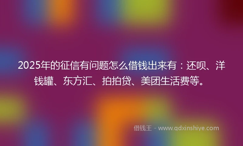 2025年的征信有问题怎么借钱出来有：还呗、洋钱罐、东方汇、拍拍贷、美团生活费等。