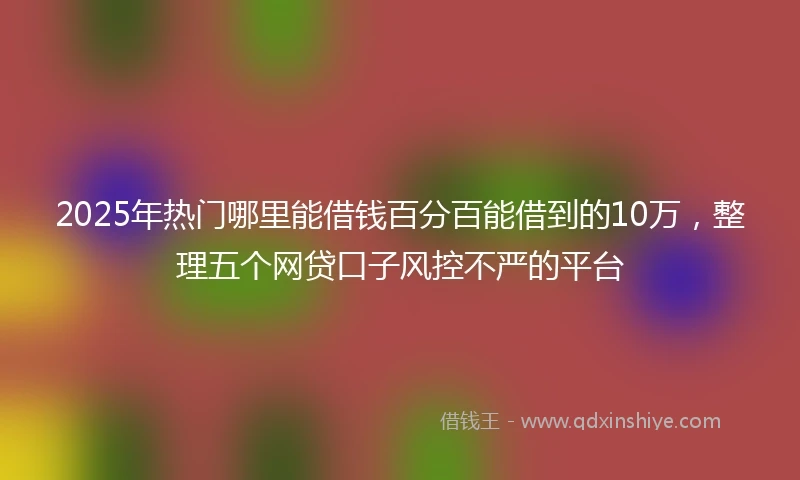 2025年热门哪里能借钱百分百能借到的10万，整理五个网贷口子风控不严的平台