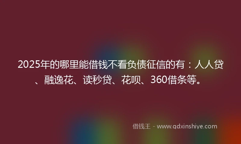 2025年的哪里能借钱不看负债征信的有：人人贷、融逸花、读秒贷、花呗、360借条等。