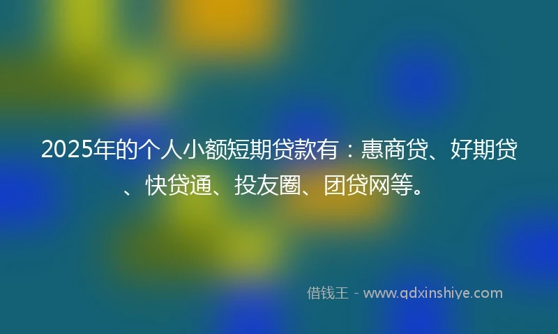 2025年的个人小额短期贷款有：惠商贷、好期贷、快贷通、投友圈、团贷网等。