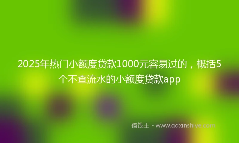 2025年热门小额度贷款1000元容易过的，概括5个不查流水的小额度贷款app