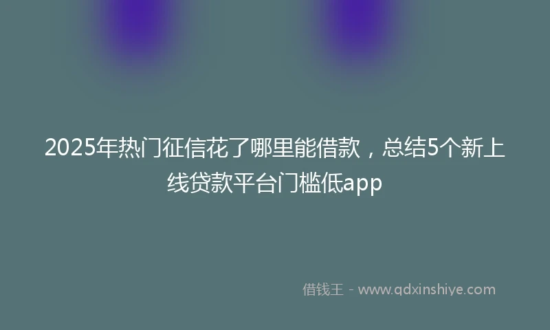 2025年热门征信花了哪里能借款，总结5个新上线贷款平台门槛低app