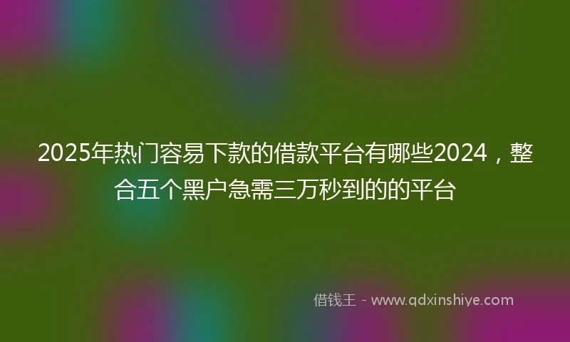 2025年热门容易下款的借款平台有哪些2024，整合五个黑户急需三万秒到的的平台