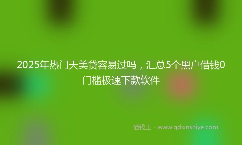 2025年热门天美贷容易过吗，汇总5个黑户借钱0门槛极速下款软件