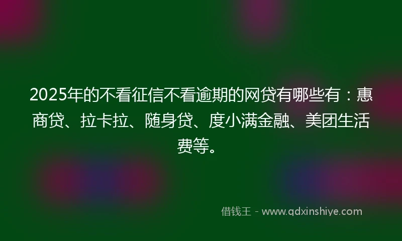 2025年的不看征信不看逾期的网贷有哪些有：惠商贷、拉卡拉、随身贷、度小满金融、美团生活费等。
