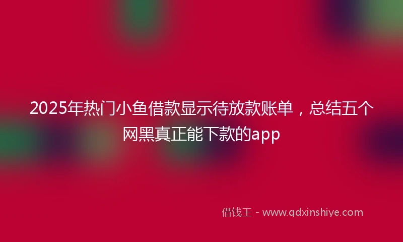 2025年热门小鱼借款显示待放款账单，总结五个网黑真正能下款的app
