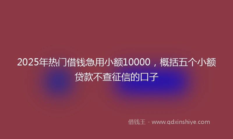 2025年热门借钱急用小额10000，概括五个小额贷款不查征信的口子