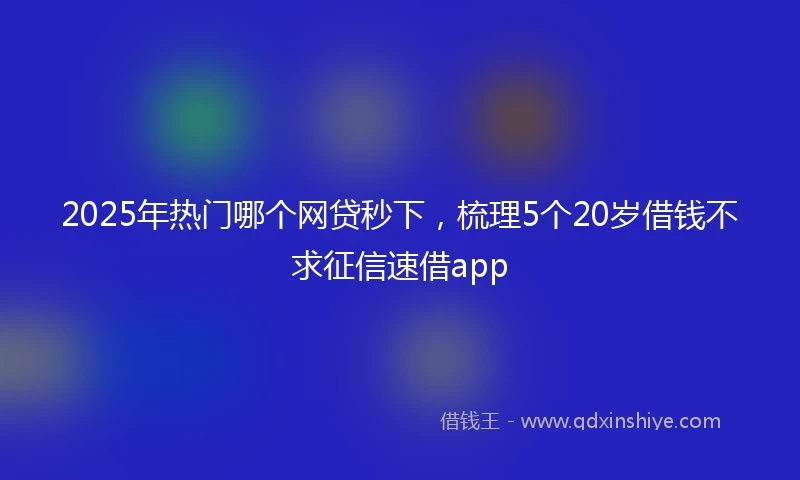 2025年热门哪个网贷秒下，梳理5个20岁借钱不求征信速借app