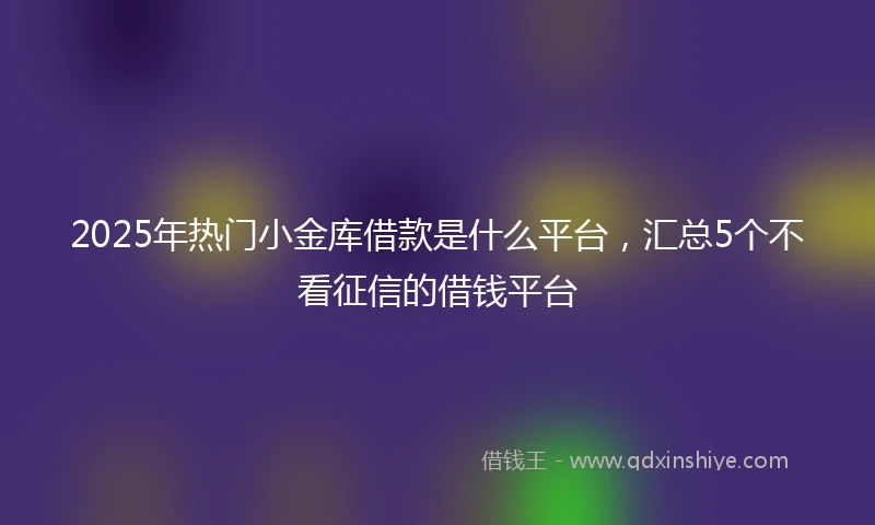 2025年热门小金库借款是什么平台，汇总5个不看征信的借钱平台
