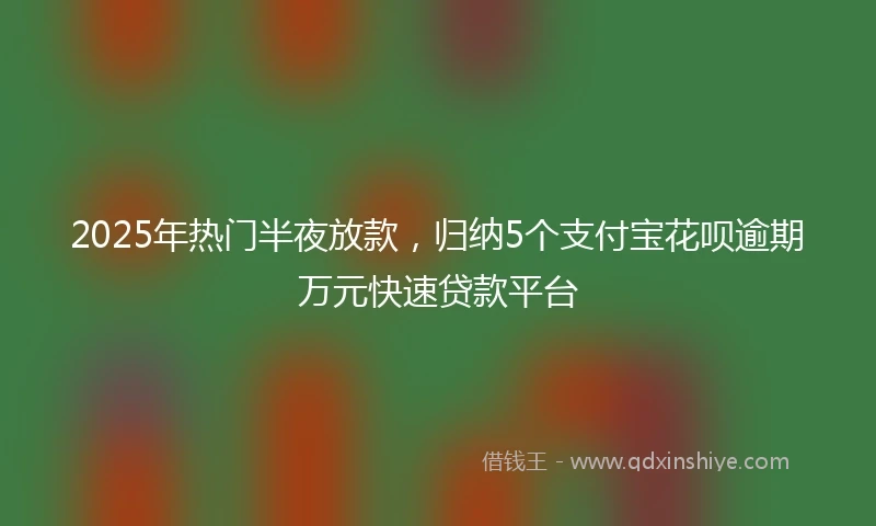 2025年热门半夜放款，归纳5个支付宝花呗逾期万元快速贷款平台