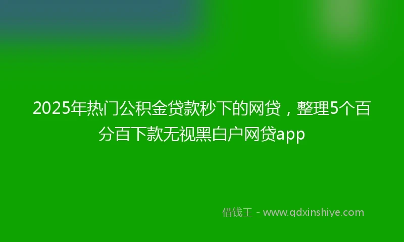 2025年热门公积金贷款秒下的网贷，整理5个百分百下款无视黑白户网贷app