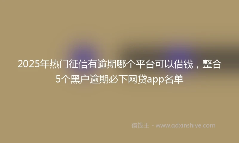 2025年热门征信有逾期哪个平台可以借钱，整合5个黑户逾期必下网贷app名单