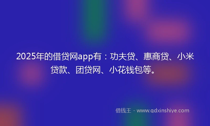 2025年的借贷网app有：功夫贷、惠商贷、小米贷款、团贷网、小花钱包等。