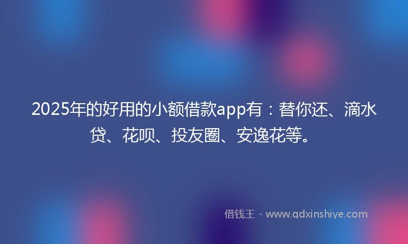 2025年的好用的小额借款app有：替你还、滴水贷、花呗、投友圈、安逸花等。